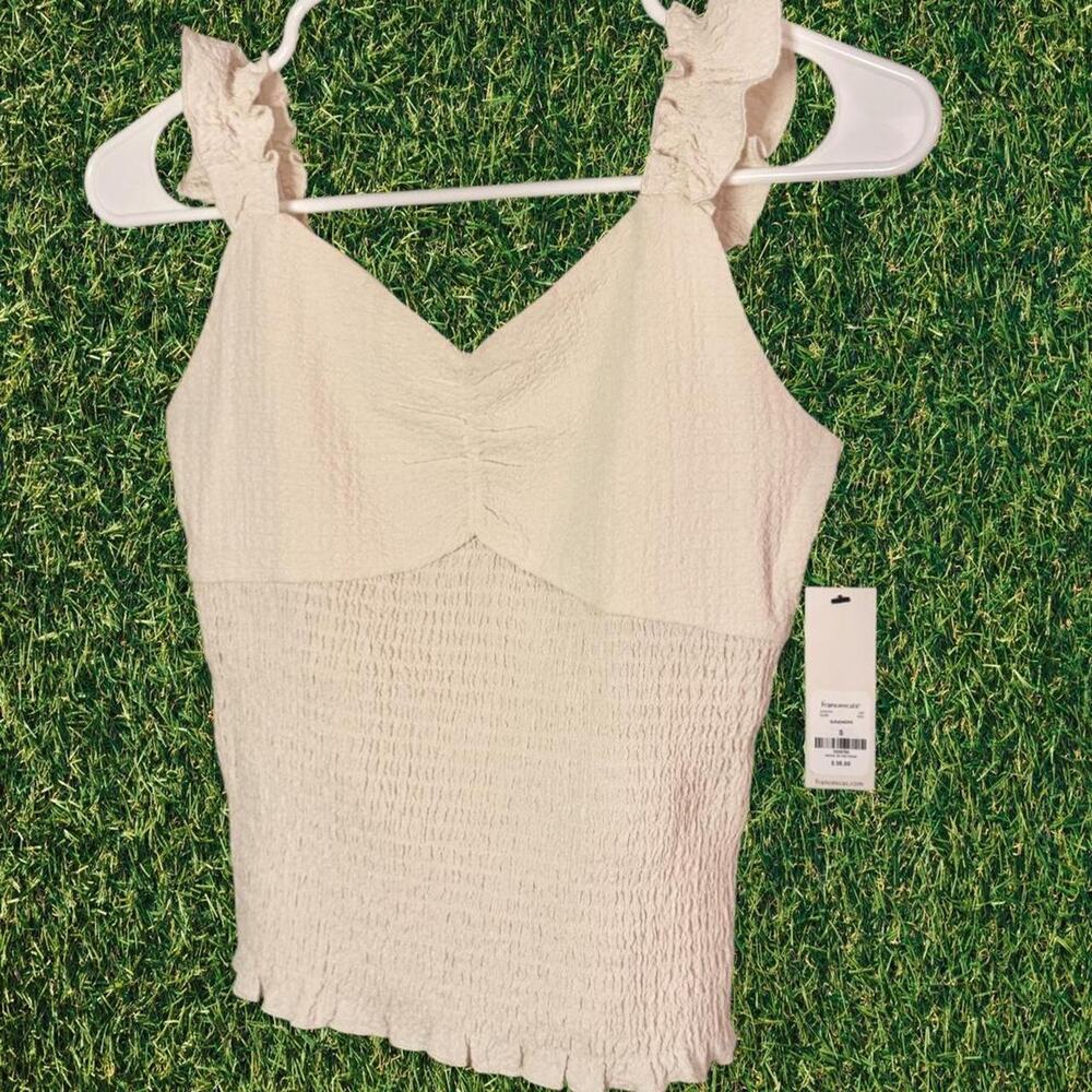 Francescas cream ruffle tank top NWT